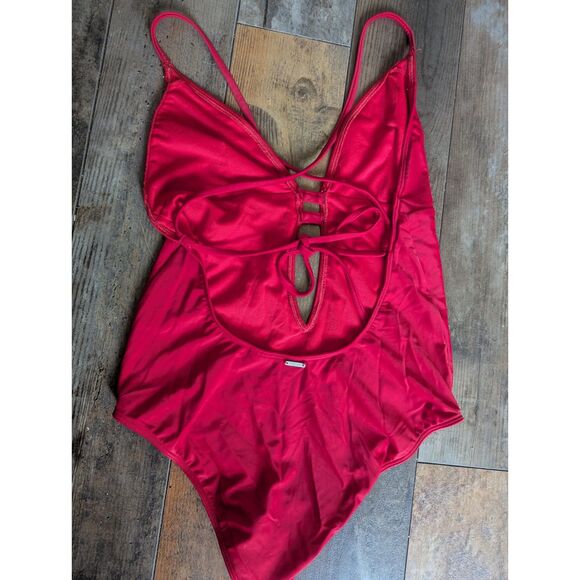 Abercrombie & Fitch Other - Abercrombie & Fitch Red Plunge One-Piece Swimsuit Cutout Size M